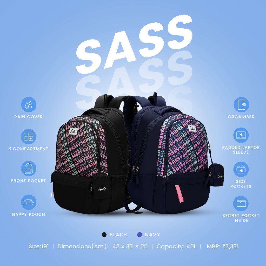 Sass Laptop and Raincover Backpack - Black