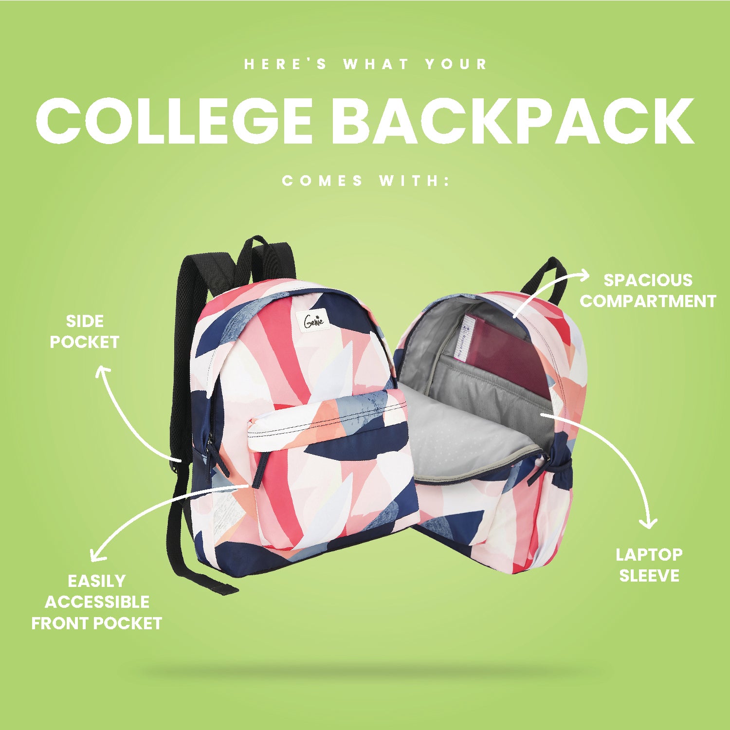 Genie Vougish 18L Multicolor Casual Backpack