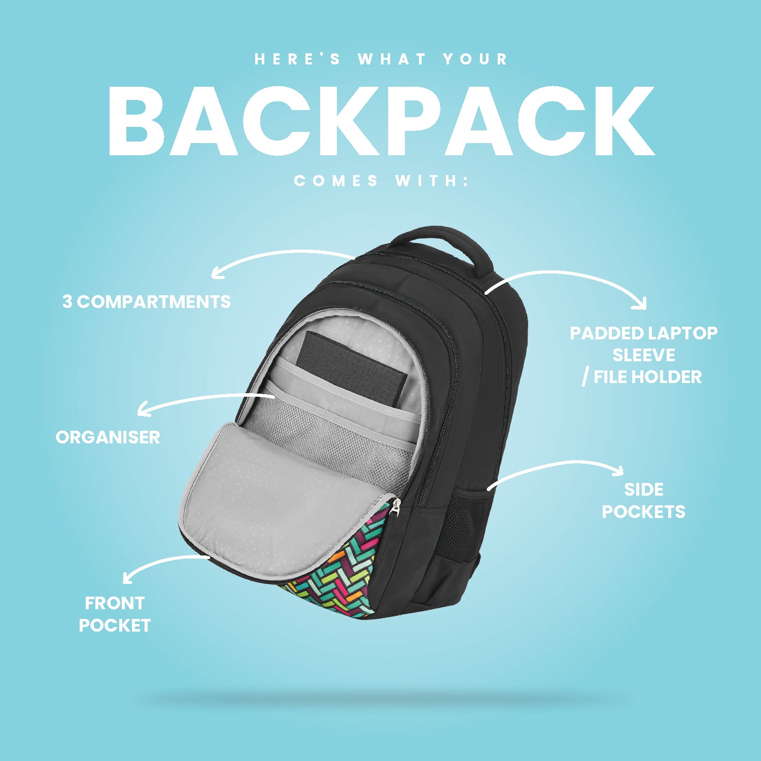 Genie Zim Zam 36L Black Laptop Backpack