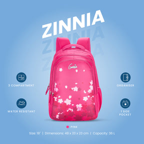 Genie Zinnia 36L Pink School Backpack With Premium Fabric