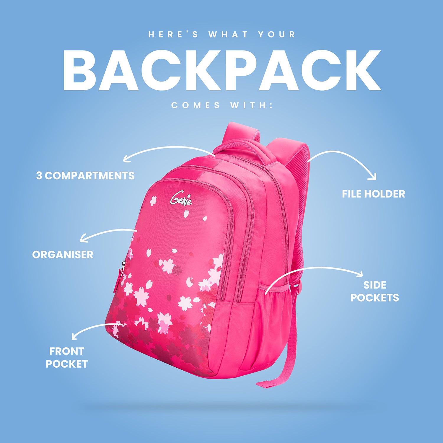Genie Zinnia 36L Pink School Backpack