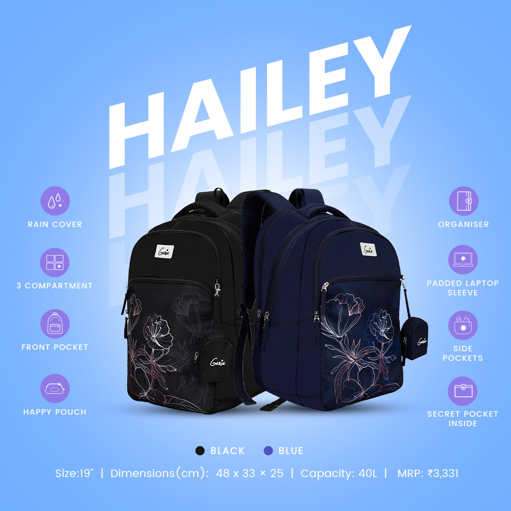 Genie Hailey 36L Black Laptop Backpack