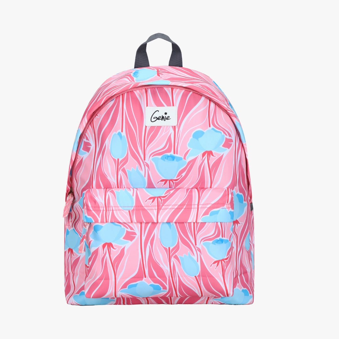 Genie Tulip 18L Pink Casual Backpack With Easy Access Pockets