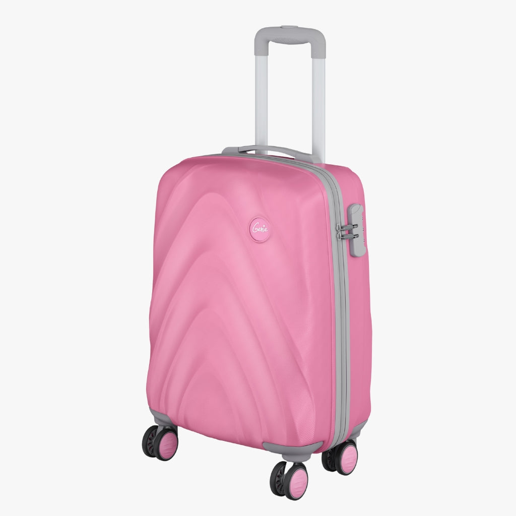 Genie Diana Set of 3 Bubblegum Pink Trolley Bags WIth Dual Wheels & Fixed Combination Lock