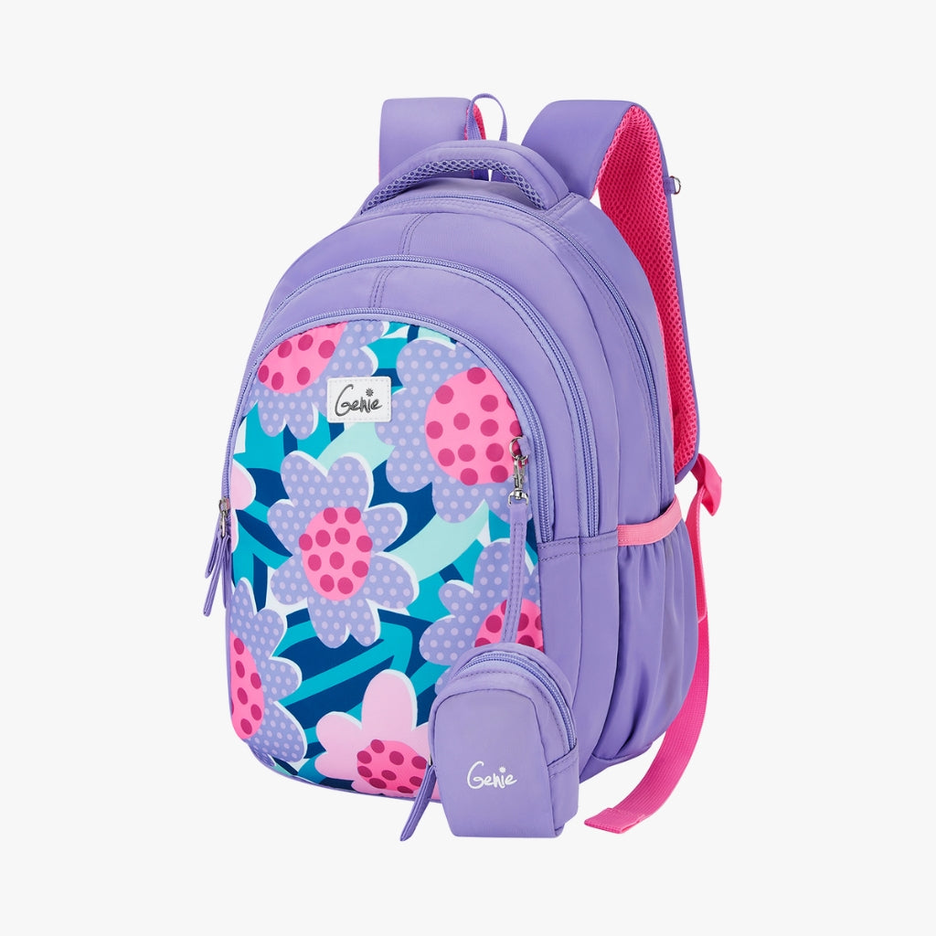 Genie Fluffy 20L Lavender Kids Backpack With Comfortable Padding