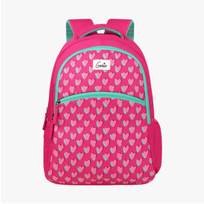 Genie Little Hearts 24L Pink School Backpack With Easy Access Pockets