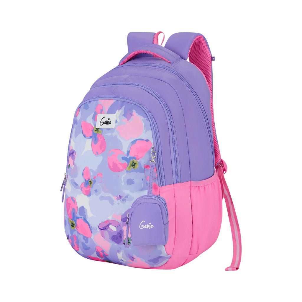 Genie Waterlily 36L Lavender School Backpack With Premium Fabric