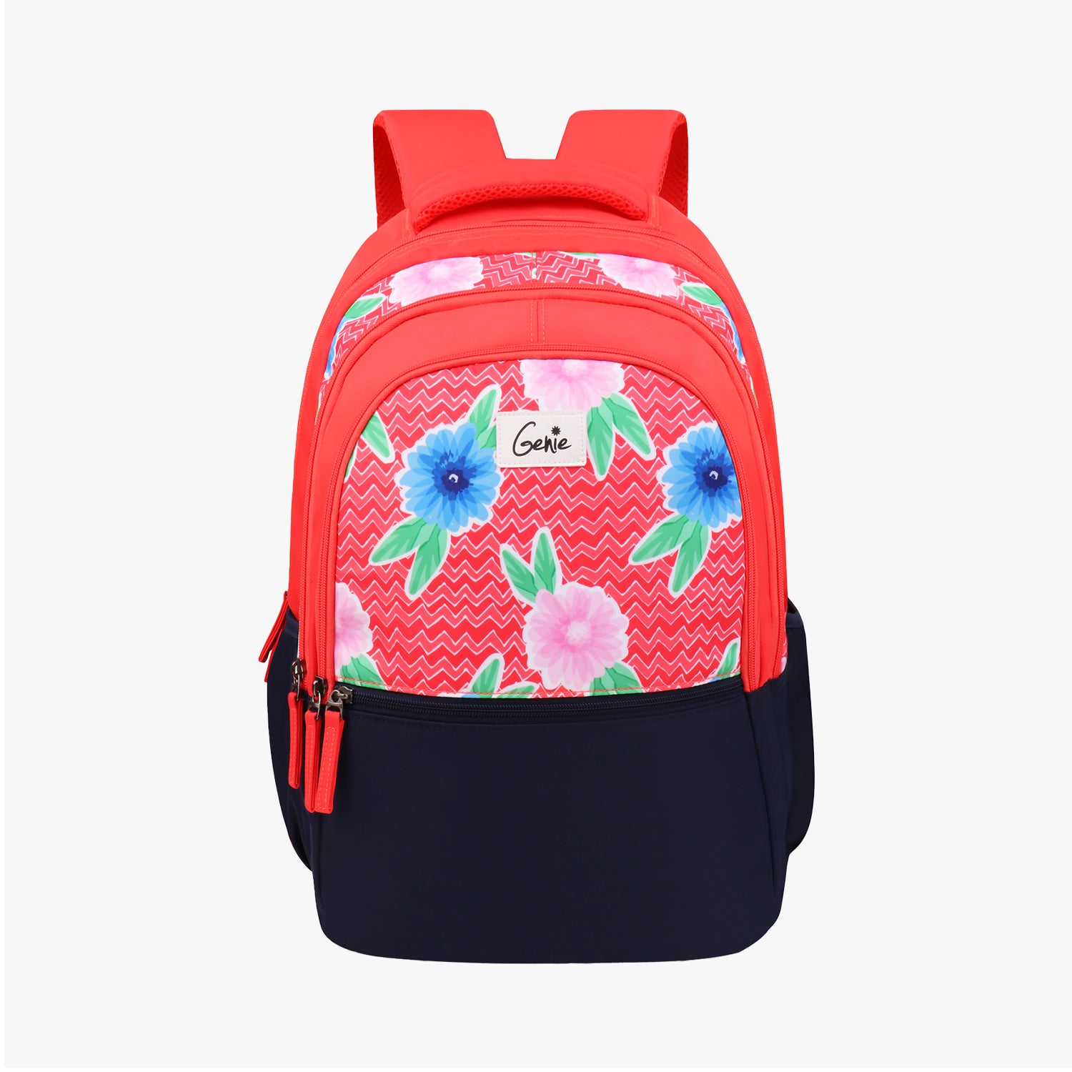 Genie Chevron 36L Coral School Backpack With Easy Access Pockets