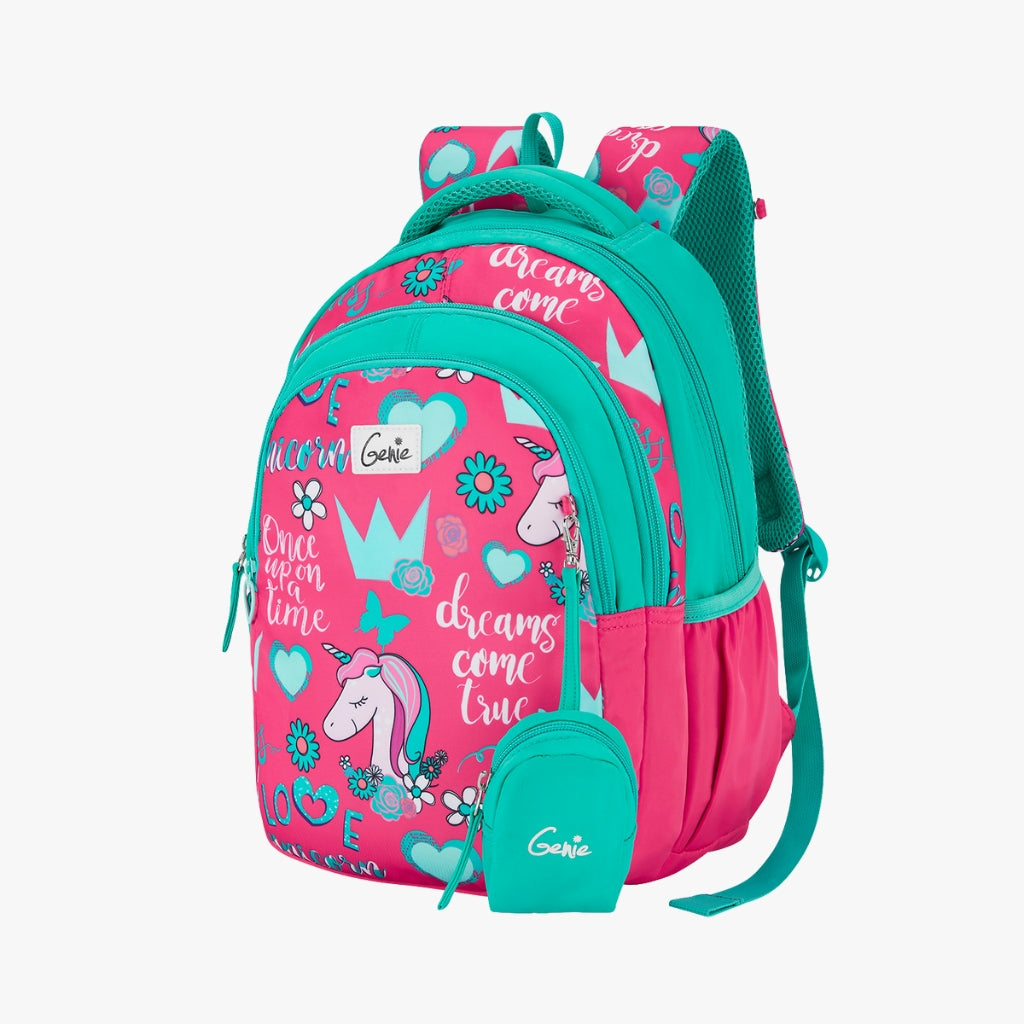 Genie Unicorn love 20L Pink Kids Backpack With Comfortable Padding