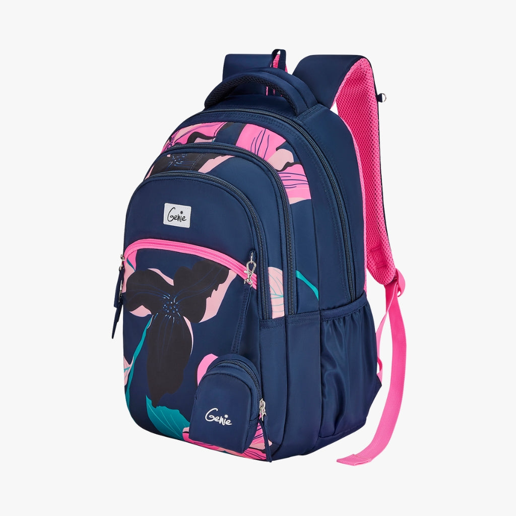 Genie Petunia 27L Navy Blue Juniors Backpack With Easy Access Pockets