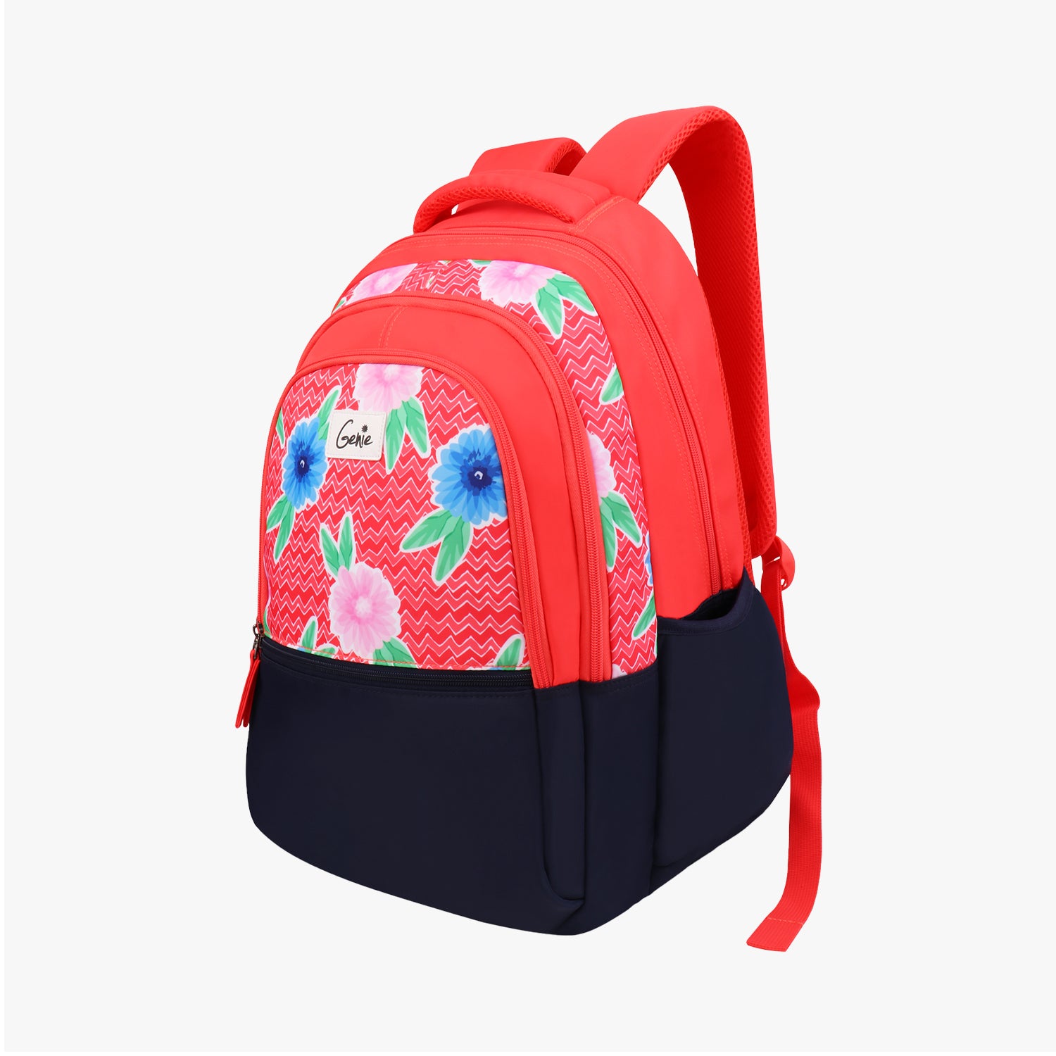 Genie Chevron 36L Coral School Backpack With Easy Access Pockets