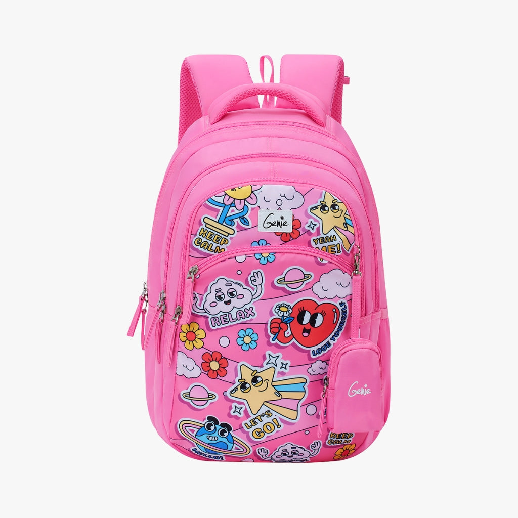 Genie Pearl 27L Pink Juniors Backpack With Easy Access Pockets