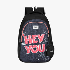 Genie You 36L Black School Backpack With Premium Fabric