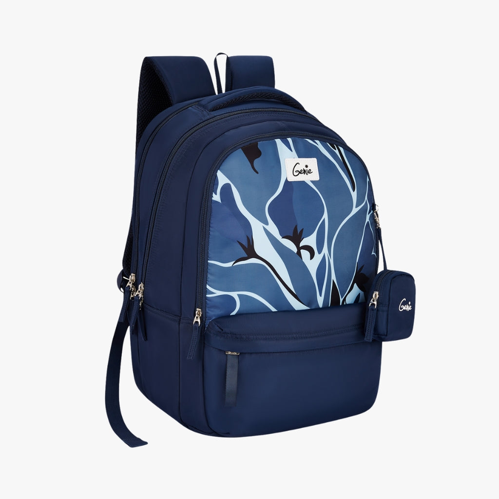 Genie Charlotte 40L Navy Blue Laptop Backpack With Laptop Sleeve
