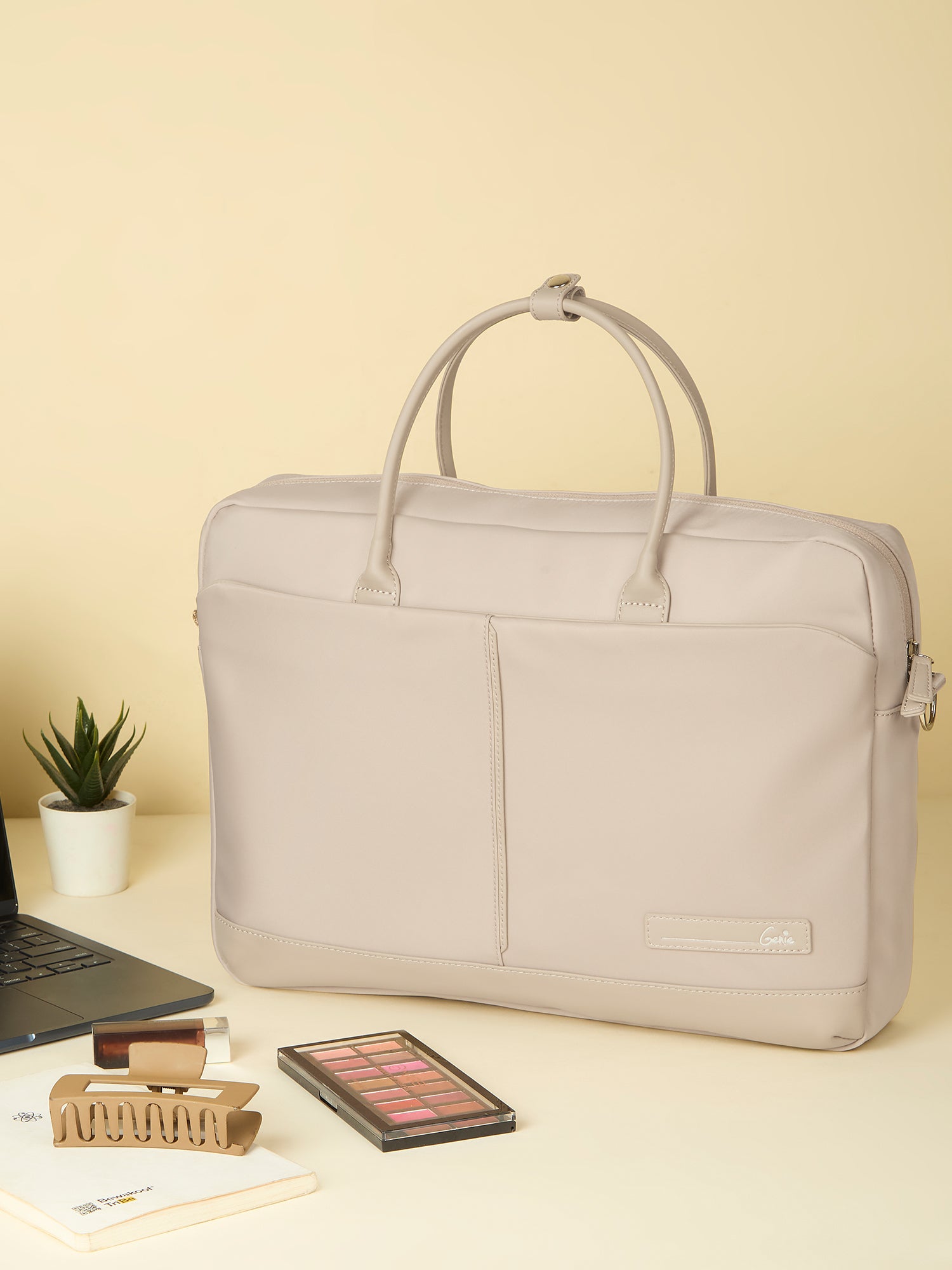 Maven 18L Beige Satchel With Trolley and Laptop Sleeve