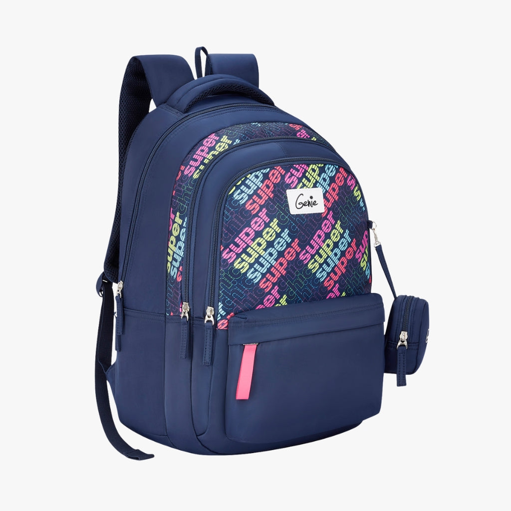 Genie Avery 36L Navy Blue Laptop Backpack With Laptop Sleeve