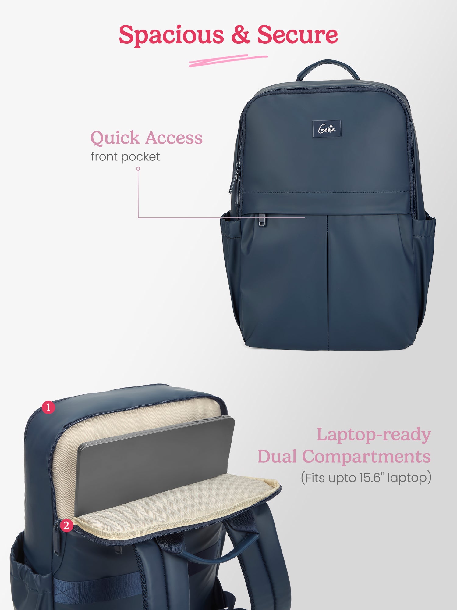 Cipher 27 L Navy Blue Formal Backpack Laptop Sleeve