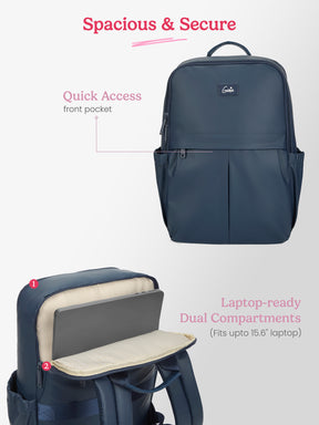 Cipher 27 L Navy Blue Formal Backpack Laptop Sleeve
