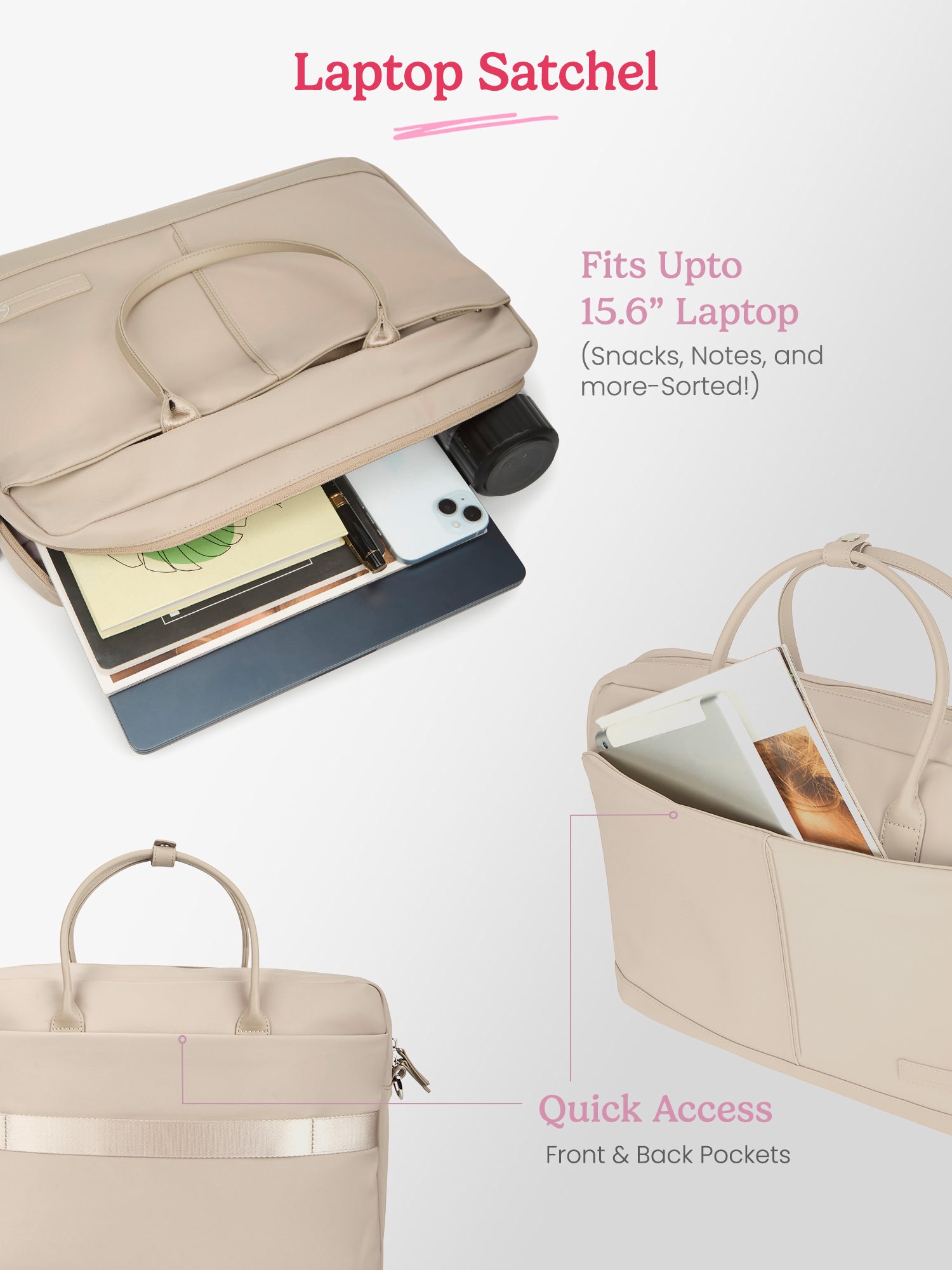 Maven 18L Beige Satchel With Trolley and Laptop Sleeve