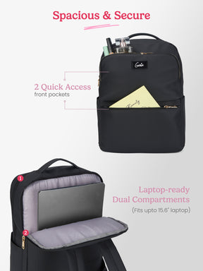 Audrey 27 L Black Formal Backpack Laptop Sleeve