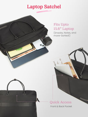 Maven 18L Black Satchel With Trolley and Laptop Sleeve
