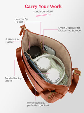 Amber 15L Mud Coral Tote Bag With Laptop Sleeve