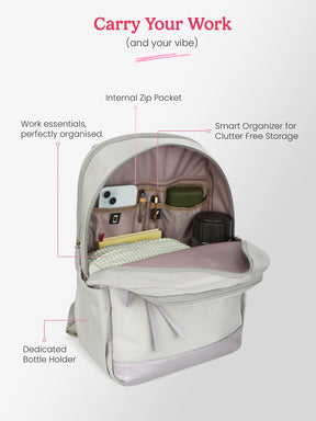 Clea 27 L Grey Formal Backpack With Laptop Sleeve