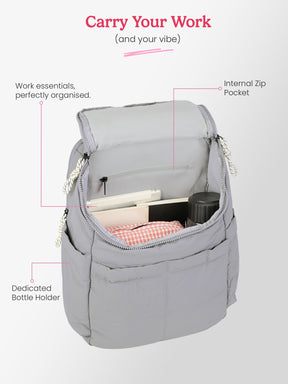 Plushpack 27L Grey Casual Backpack With Laptop Sleeve