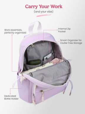 Berry 27L Lavender Casual Backpack With Laptop Sleeve