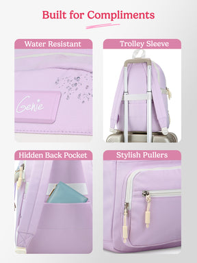 Berry 27L Lavender Casual Backpack With Laptop Sleeve