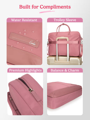 Maven 18L Pink Satchel With Trolley and Laptop Sleeve