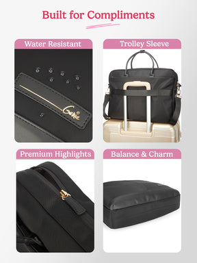 Maven 18L Black Satchel With Trolley and Laptop Sleeve
