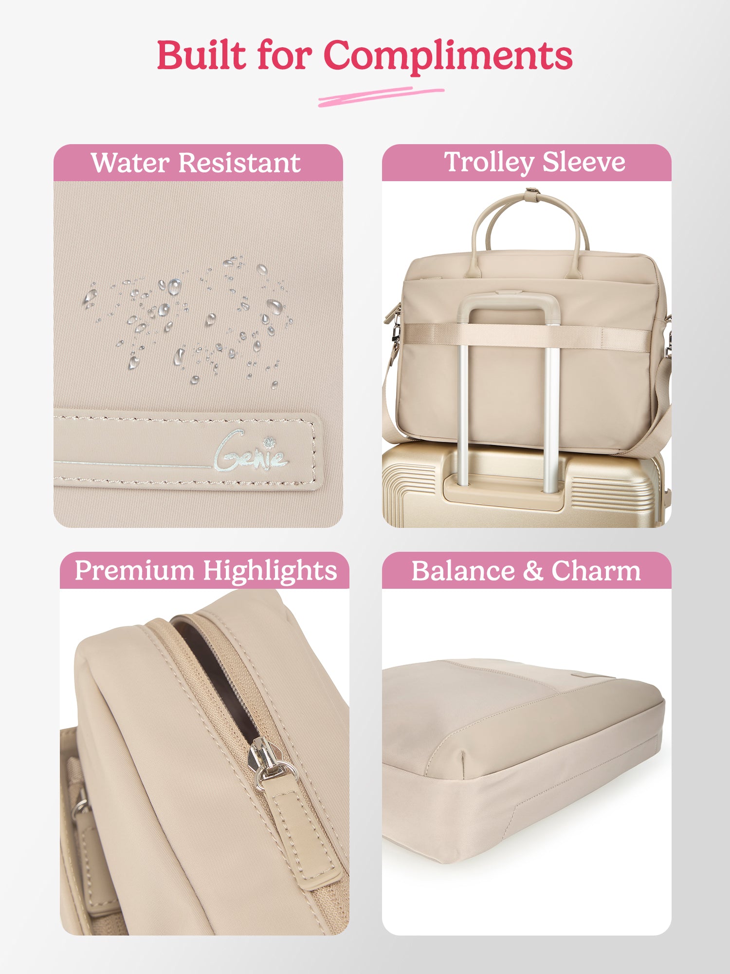 Maven 18L Beige Satchel With Trolley and Laptop Sleeve