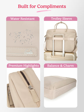 Maven 18L Beige Satchel With Trolley and Laptop Sleeve