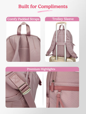 Clea 27 L Pink Formal Backpack With Laptop Sleeve