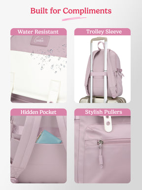 Kdream 27L Lavender Casual Backpack With Laptop Sleeve