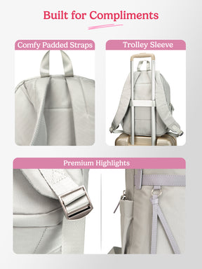 Clea 27 L Grey Formal Backpack With Laptop Sleeve