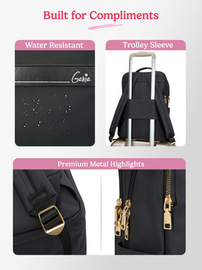 Audrey 27 L Black Formal Backpack Laptop Sleeve
