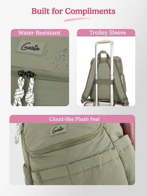 Plushpack 27L Ash Green Casual Backpack With Laptop Sleeve