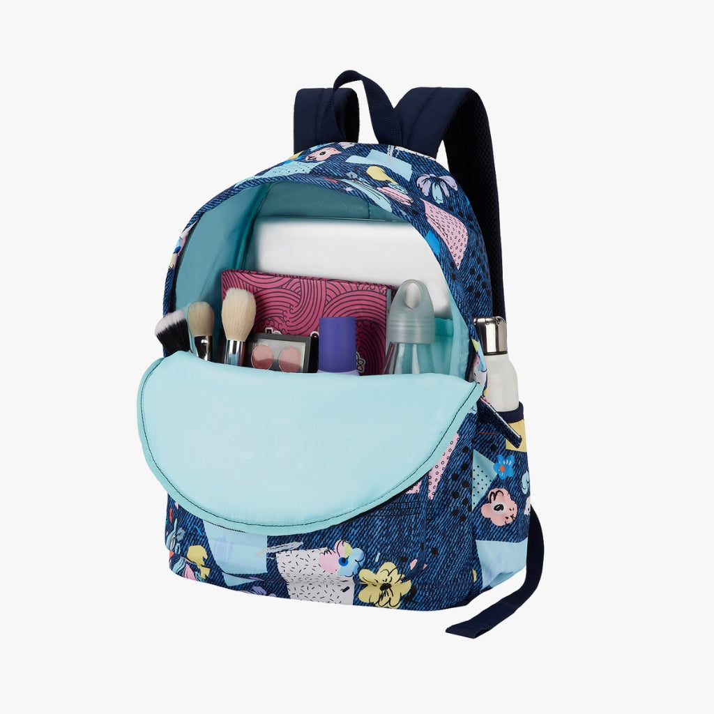 Genie Patchy 18L Blue Casual backpack With Easy Access Pockets