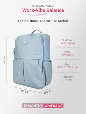 Cipher 27 L Sky Blue Formal Backpack Laptop Sleeve