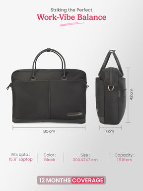 Maven 18L Black Satchel With Trolley and Laptop Sleeve
