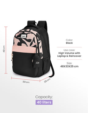 Alba 40L Laptop Backpack With Raincover - Black