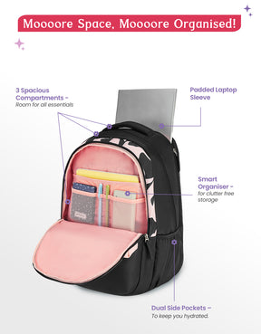 Alba 40L Laptop Backpack With Raincover - Black