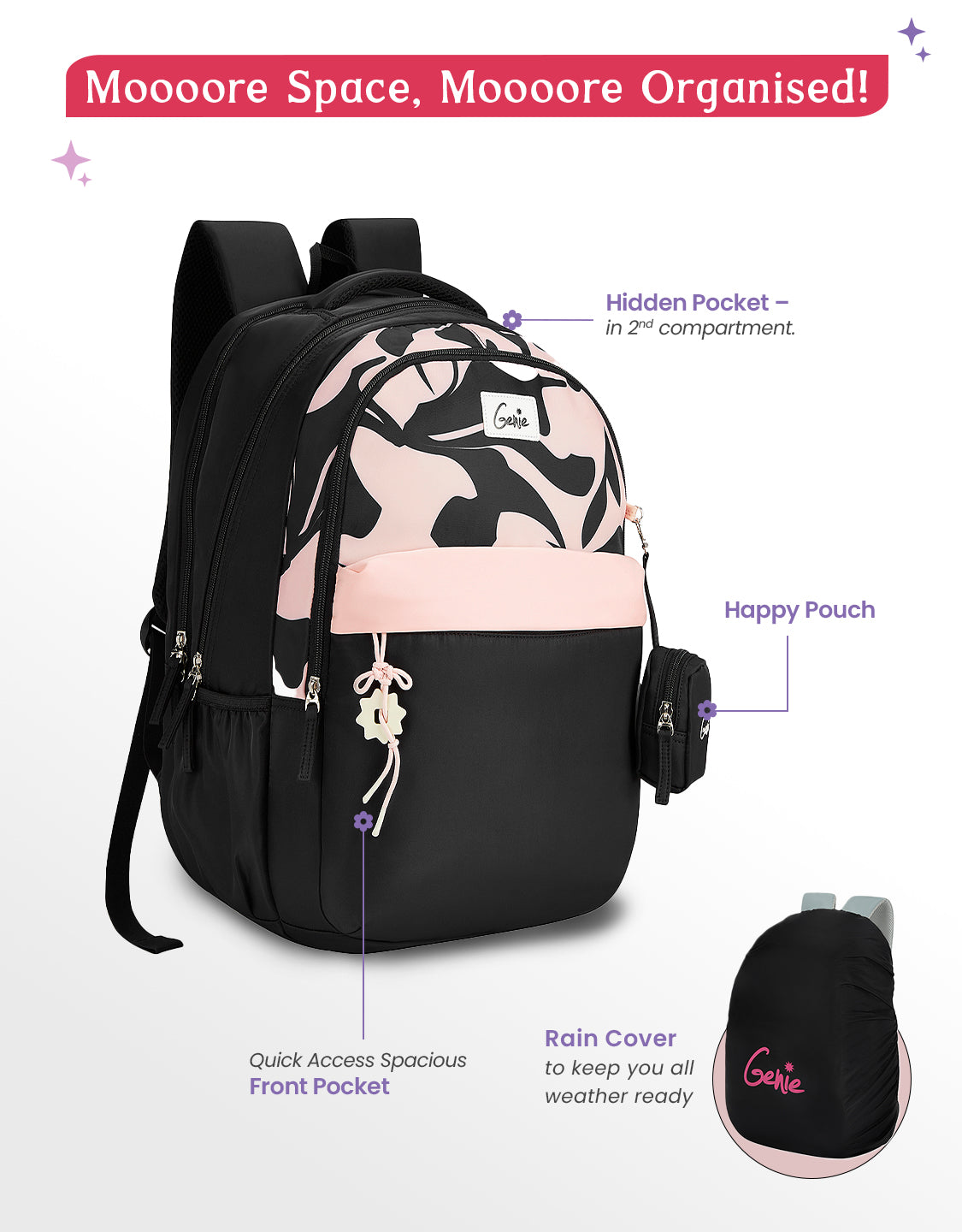 Alba 40L Laptop Backpack With Raincover - Black