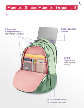 Alba 40L Laptop Backpack With Raincover - Green