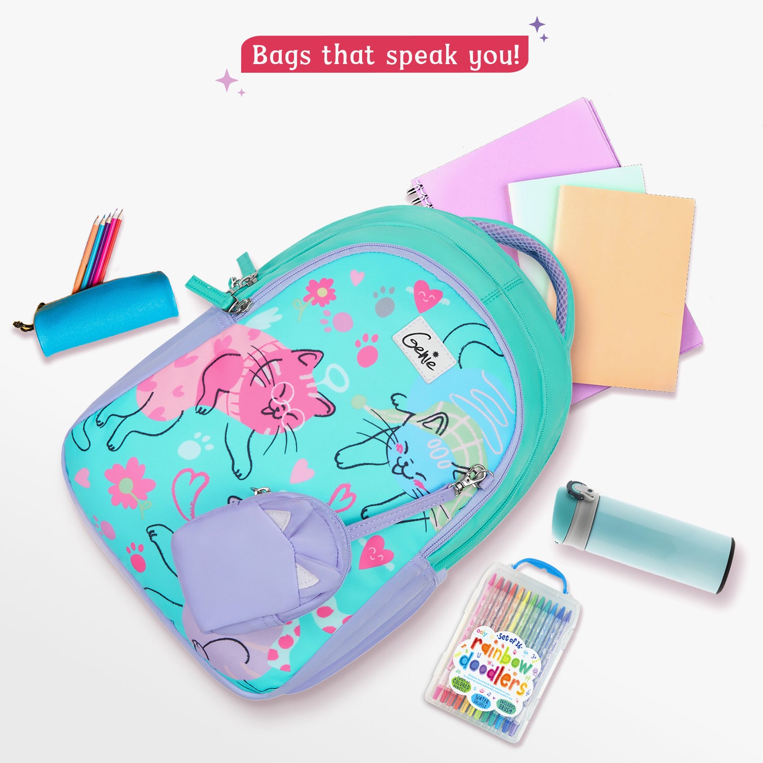 Purrfect Small Backpack for Kids - Teal