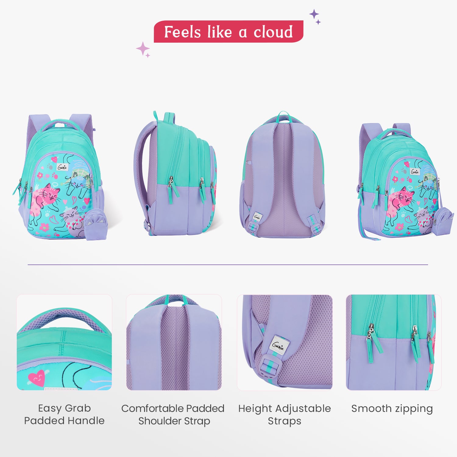 Purrfect Small Backpack for Kids - Teal