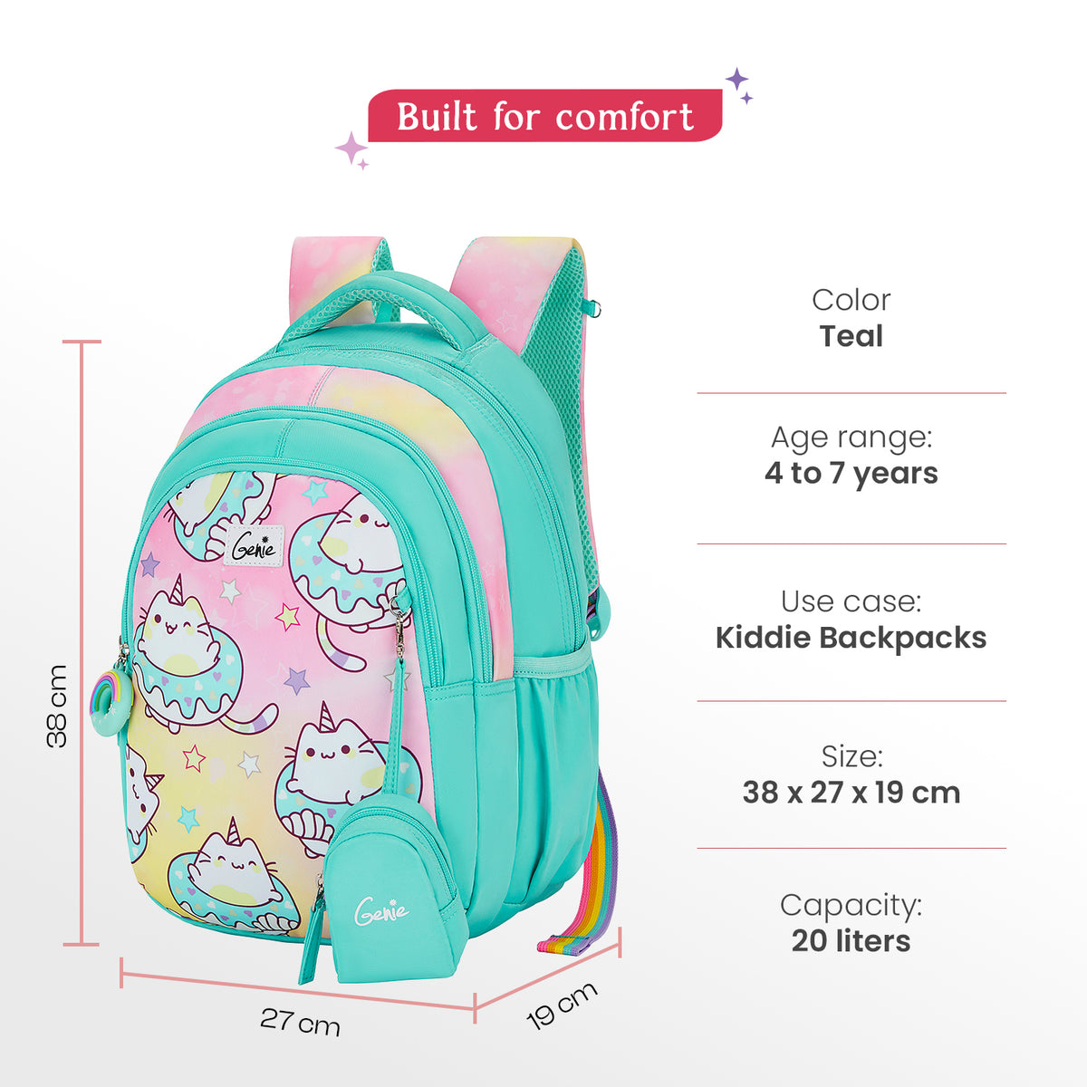 Caticorn Small Backpack for Kids - Teal