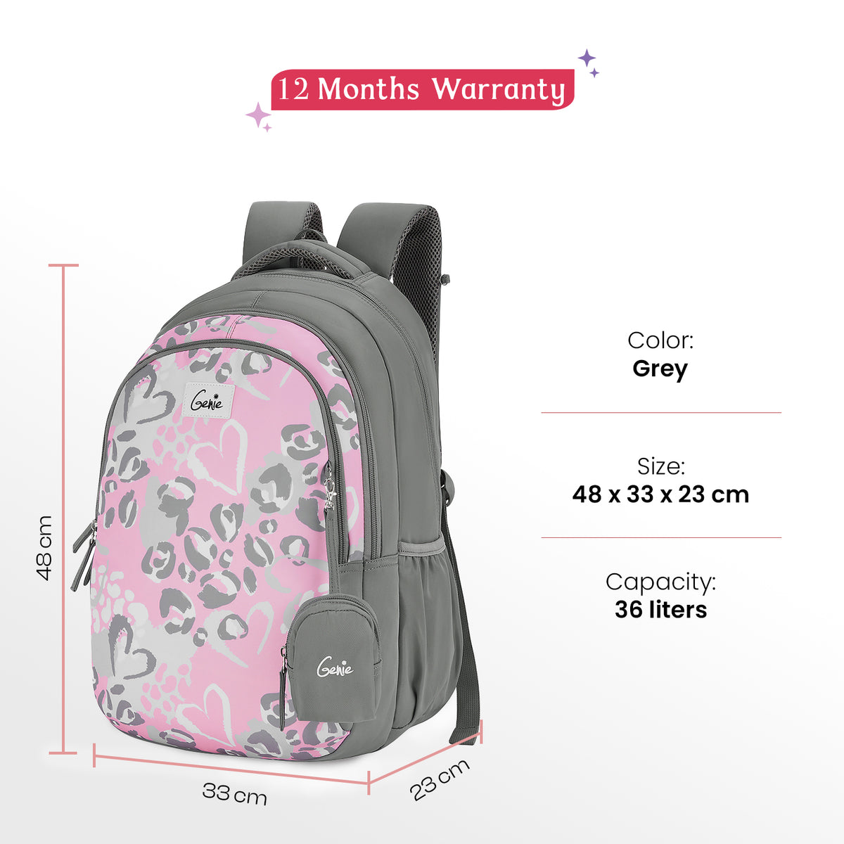 Laena 36L Grey School Backpack